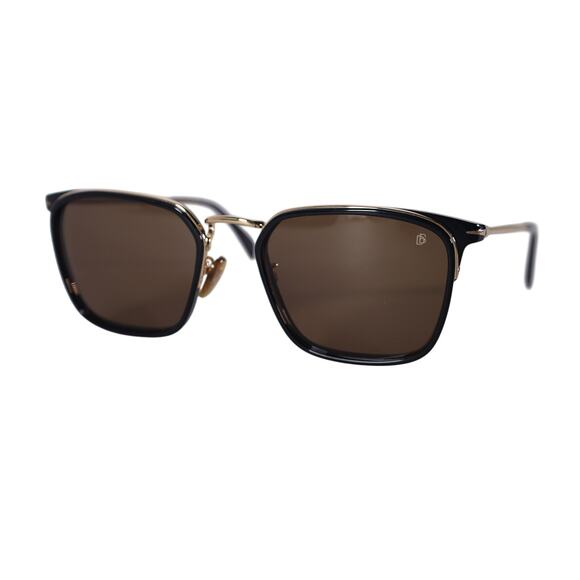David Beckham Lightweight Square Sunglasses- Black Gold / Brown - NWT - Picture 2 of 9